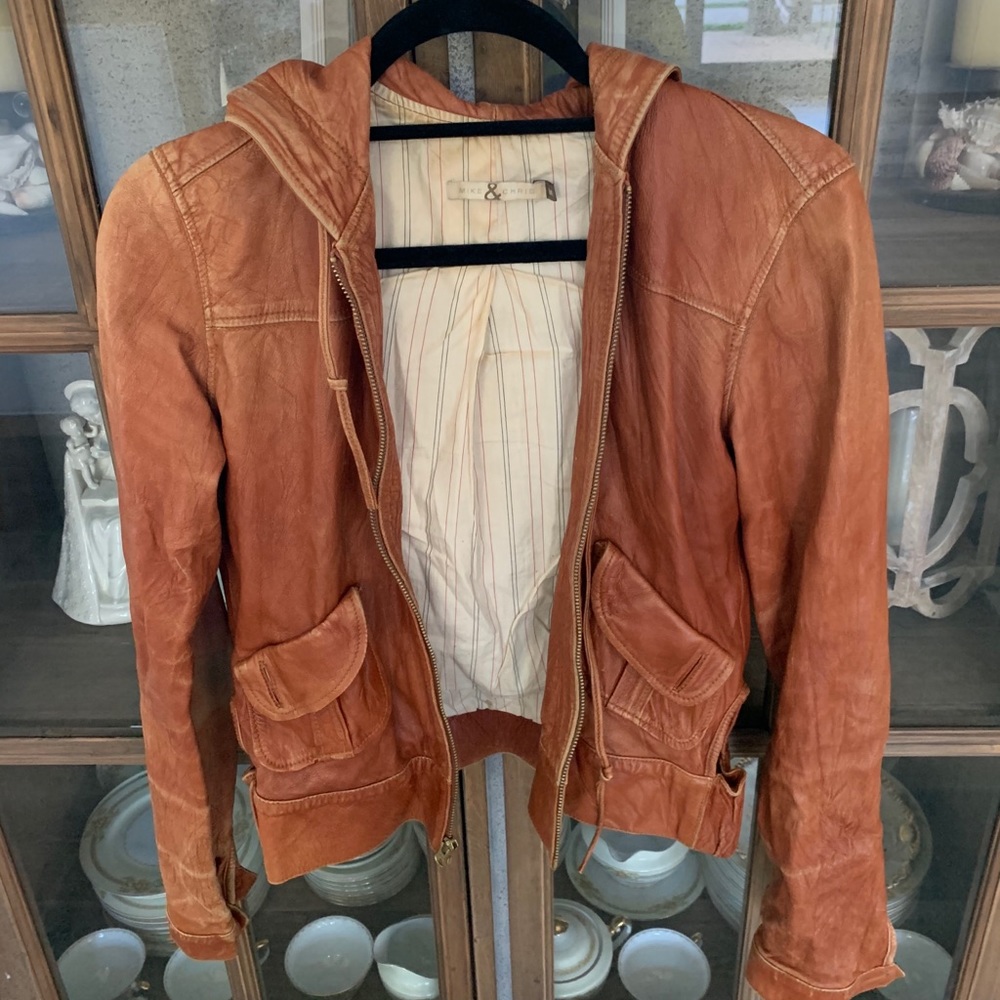 Mike&Chris Brown Leather Jacket